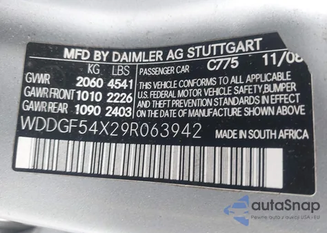 2009 Mercedes-Benz C 300 Luxury/Sport из США, поврежденный, VIN WDDGF54X29R063942